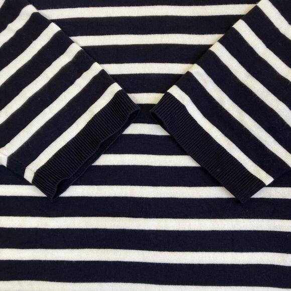 Anne Klein Sz 2X Nautical Striped Fine-knit Sweater W Gold Buttons Navy White - Picture 11 of 16